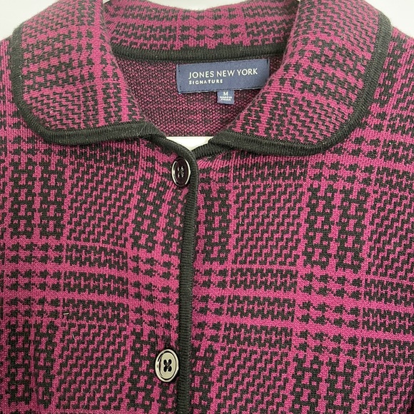 Jones New York Purple Plaid Cardigan Sweater Size M - Picture 2 of 7